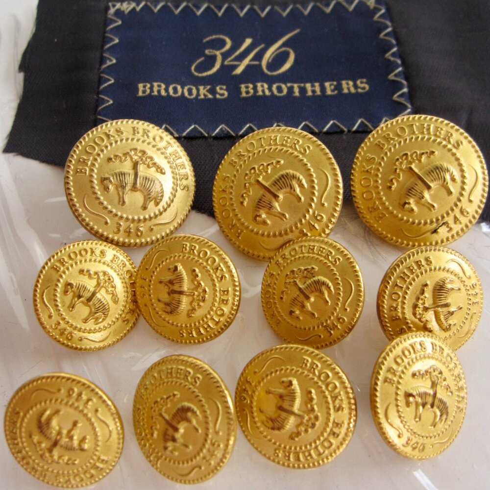 Brooks Brothers Sheep Gold Blazer 11 Replacement Buttons 3 Front 8 Cuff